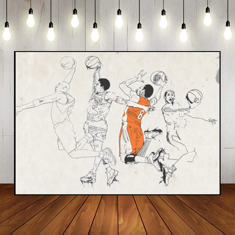 Basketball Photo Background Court Style Baby Shower Decoration Custom Birthday Backdrop Diverse Photography Backdrops Party Star