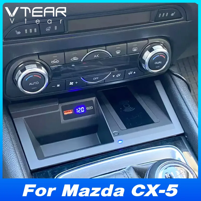 

For Mazda CX-5 CX5 KF 2017-2025 Car Wireless Charger Fast Cell Phone Charging Plate Adapter Interior Modification Auto Parts