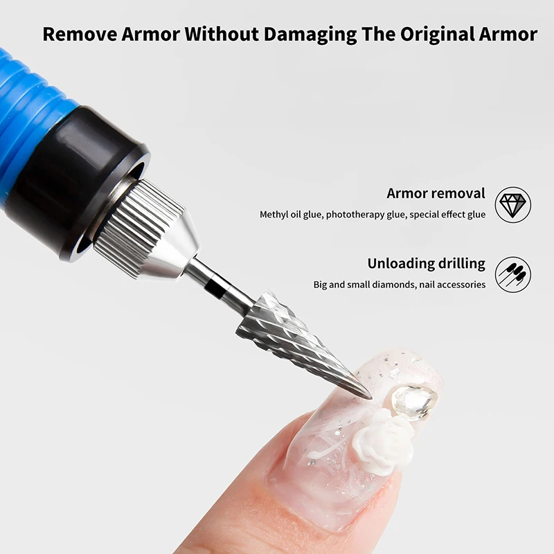 Tungsten Steel Milling Cutters For Manicure, Removing Gel Polish Nail Drill Bits Umbrella Shape Electric Equipment Tools