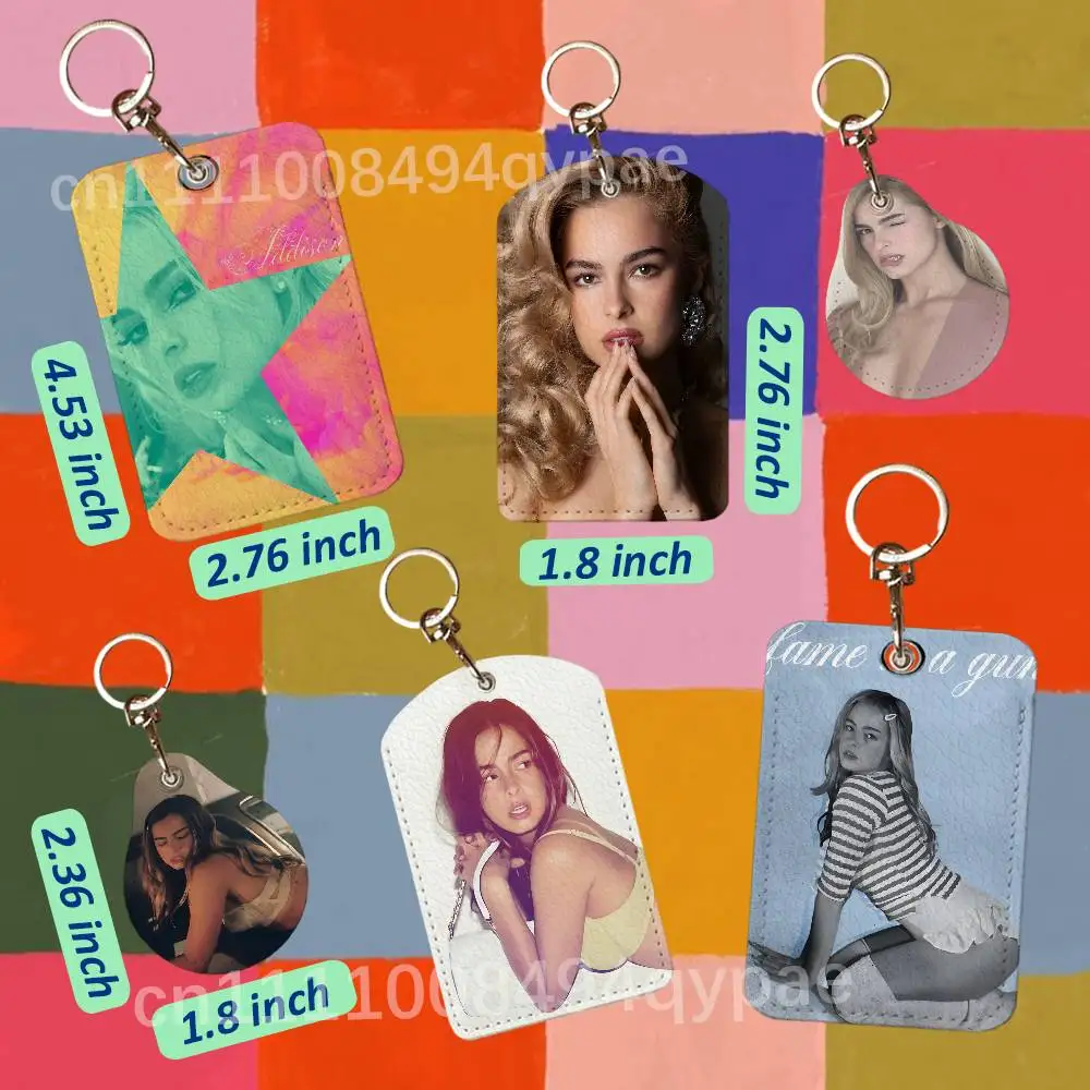 A-Addison Rae Fame is a Gun Leather Access Card Case Anti-lost Card Holder Keychain Accessories Fingerprint-proof Key Tag Ring