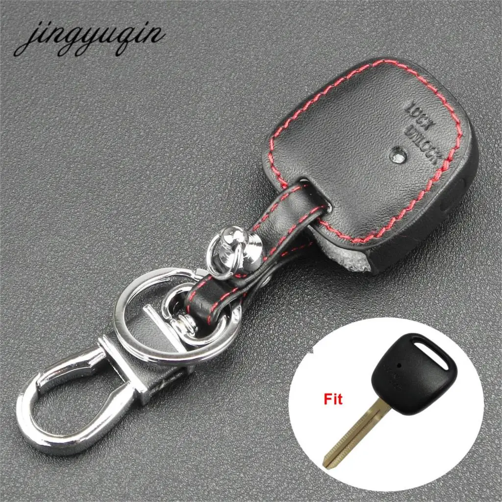 jingyuqin 1 Side Button Fob Leather Cover For TOYOTA Carina Estima Harrier Previa Corolla Celica Car Remote Key Shell Case