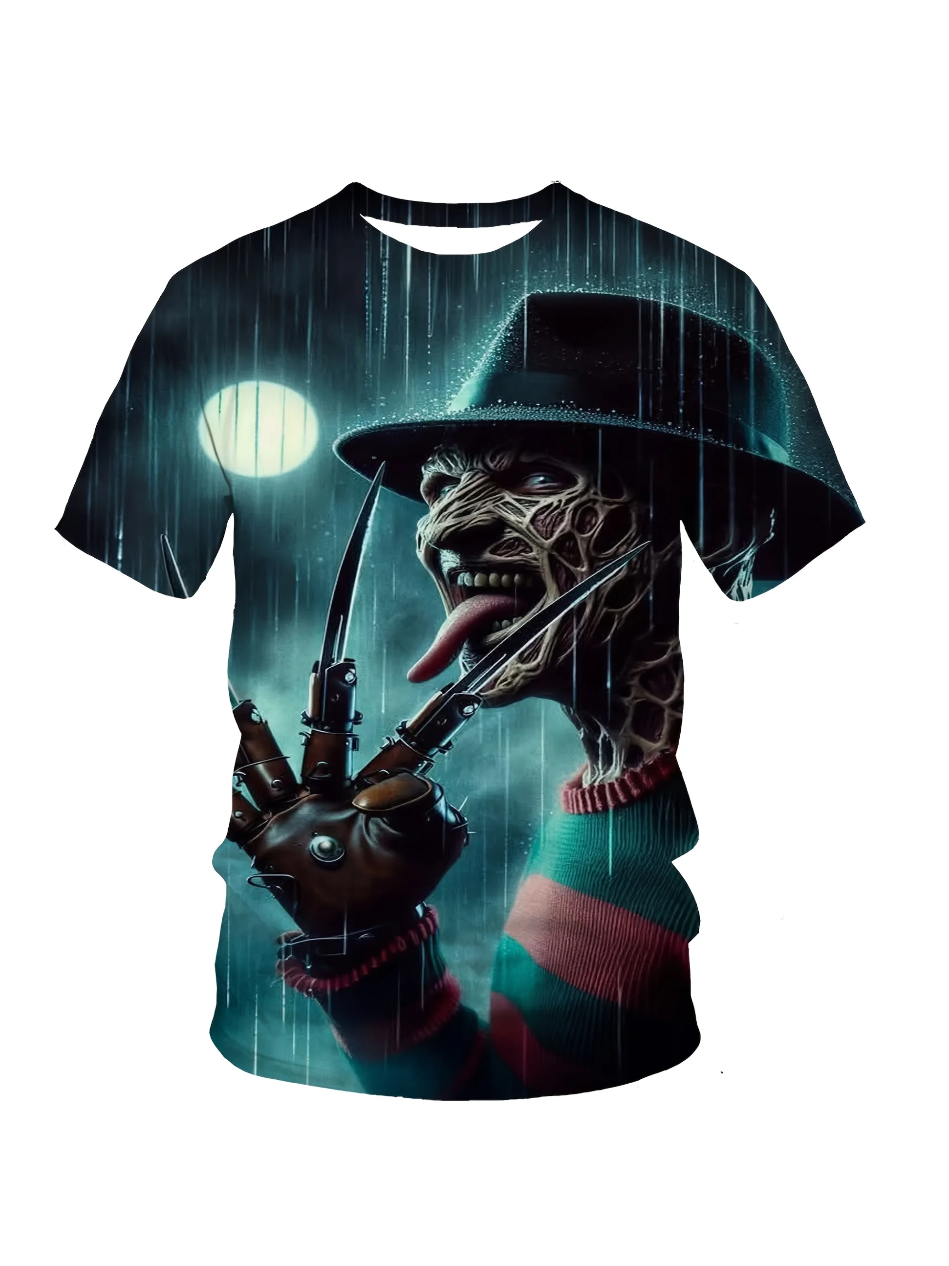 

мужская футболка с рисунком «Фредди Крюгер» в стиле кошмар. Свободный уличный топ на Хэллоуин для фильма ужасов