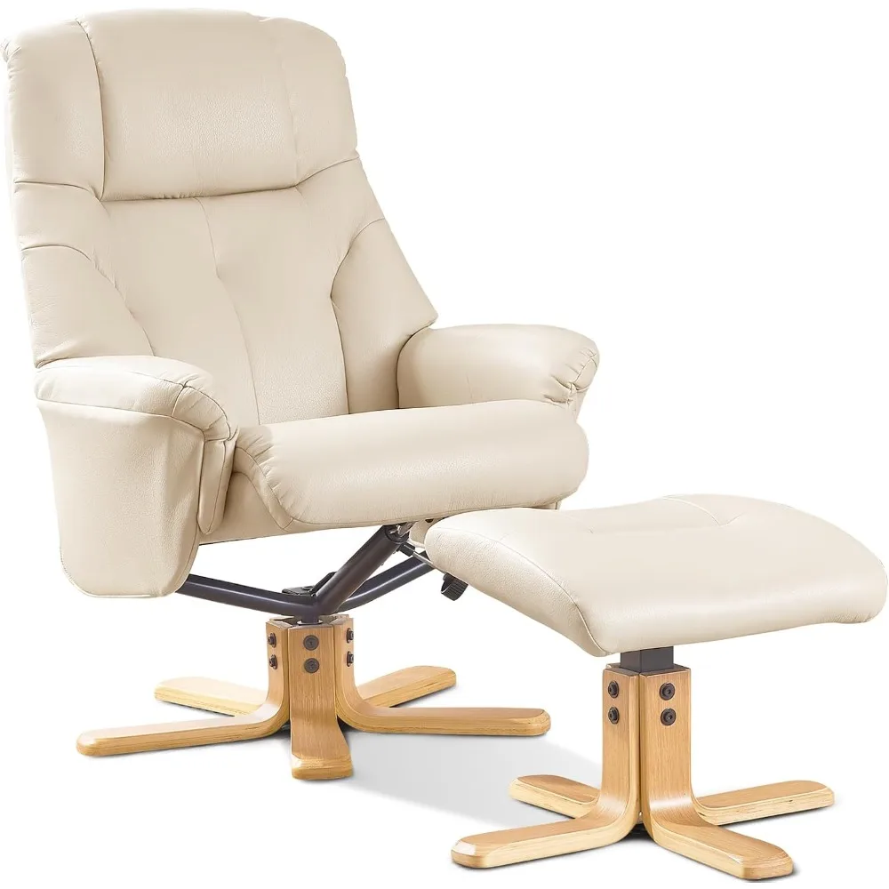

Swivel Recliner Chair with Ottoman, Stylish Faux Leather Recliner Chairs for Adults, 360° Swivel Reclining Chair for Living Room