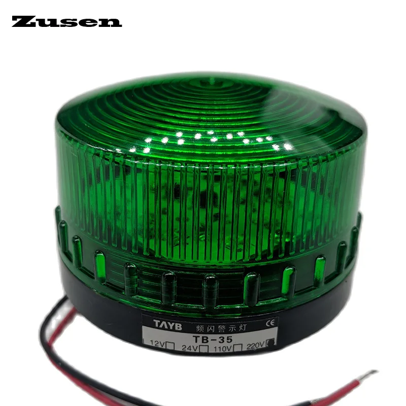 

Zusen TB35-G 12v 24v 110v 220v Green Security Alarm Strobe Signal Warning Light Small Flashing LED Lamp