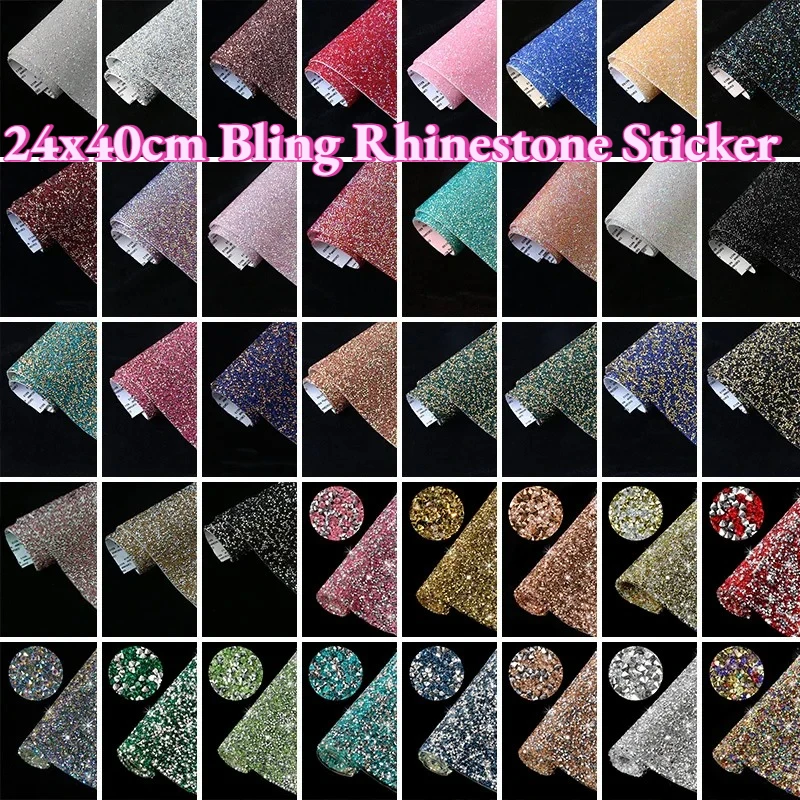 20x40cm Self Adhesive Resin Rhinestone Sticker Sheet Trim Bling Dazzling Crystal Stickers Applique Diy Car Phone Garment Decor