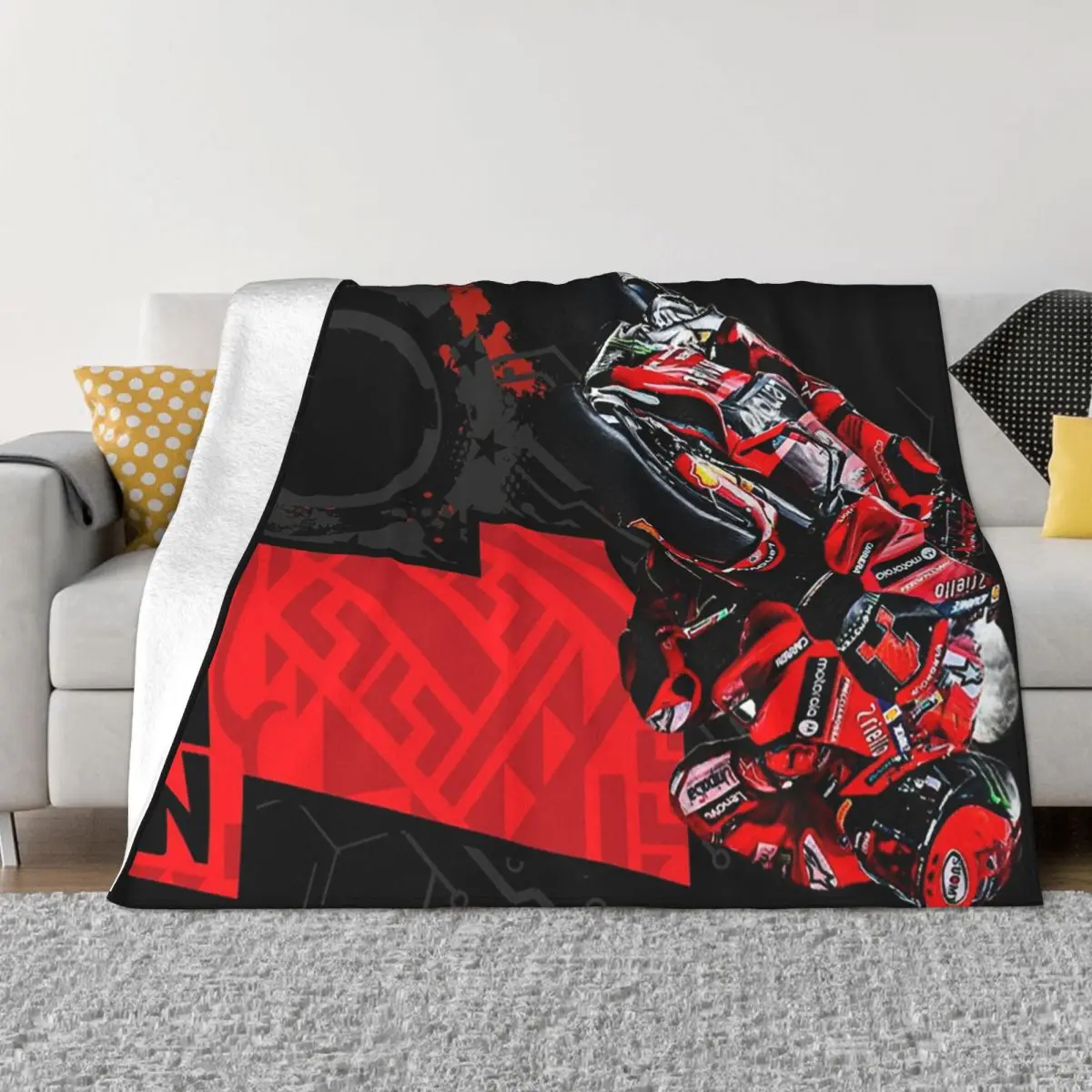 

Francesco Bagnaia Number 1 Moto GP Blanket Soft Warm Flannel Throw Blanket Bedspread for Bed Living room Picnic Travel Home Sofa