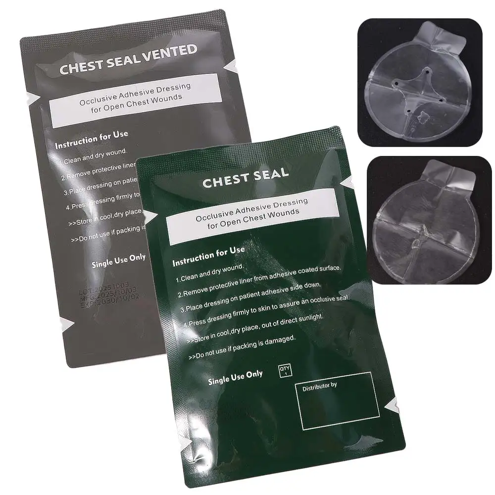 Occlusive Adhesive Vent Chest Seal Transparent Advanced Adhesive Trauma Sticker Patch Life-Saving With Hole Outdoor Chest Seal