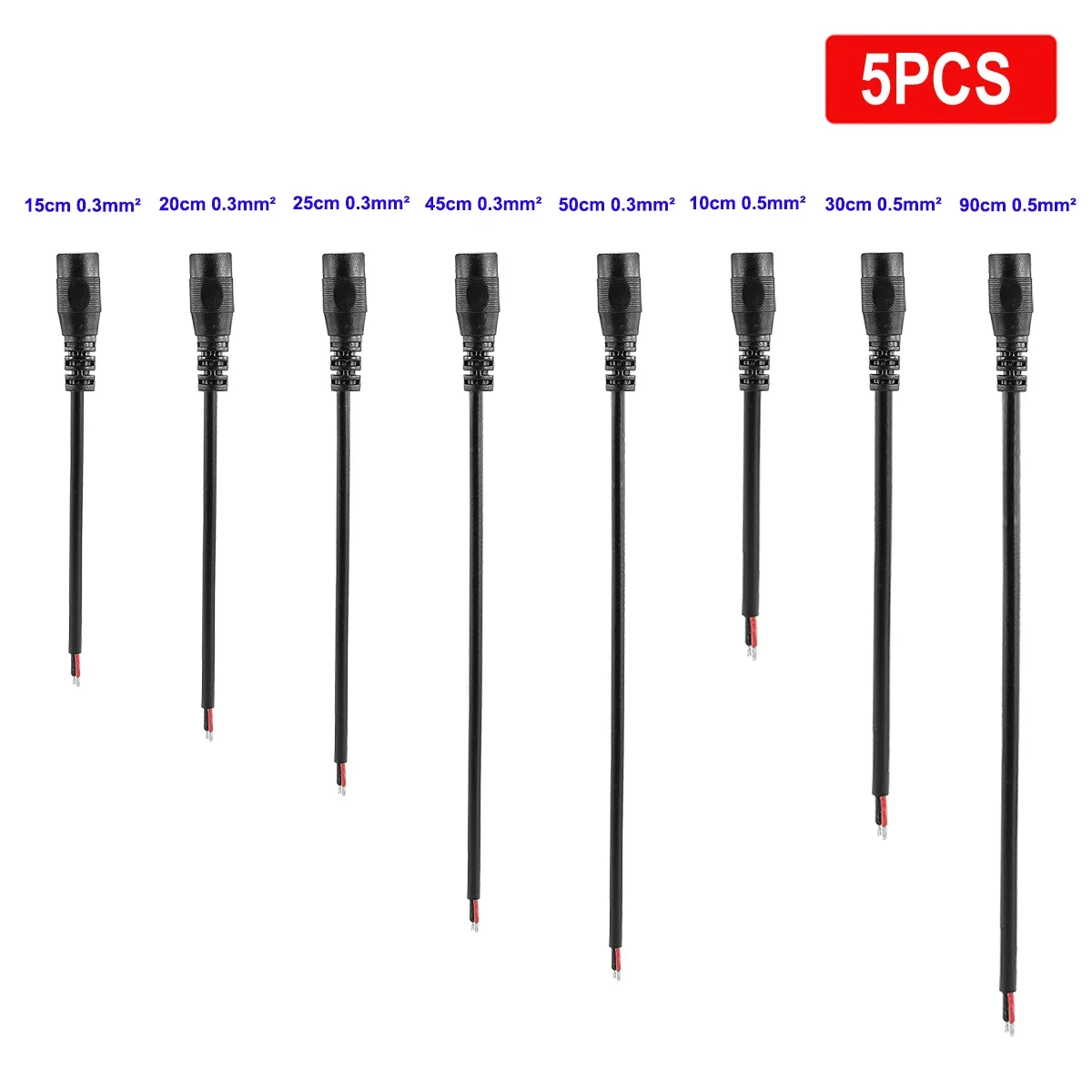 DC Power Pigtail Cable Jack Plug Adapter 5.5mm 2.1mm Female Male Plug LED Strip Extension Wire Connector For WS2812B Connector