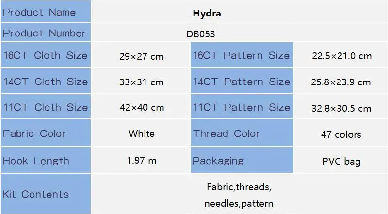 Joy Sunday Cross Stitch Kit Hydra HD Pattern Printed Counted Fabric Aida 16CT 14CT 11CT DIY Embroidery Sets Home Decor New Hot