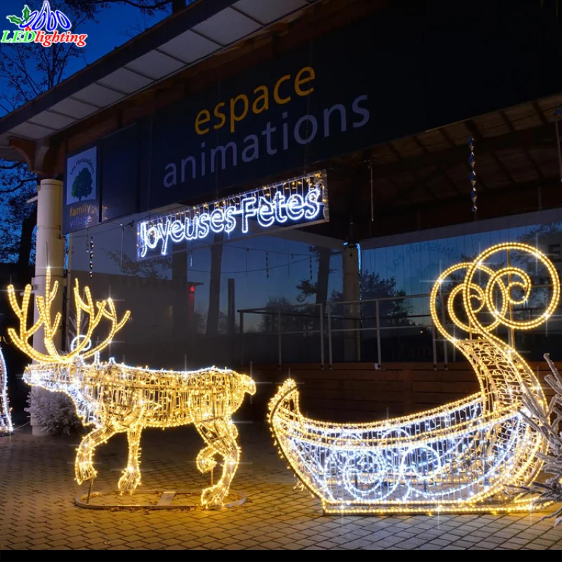 

custom.fancy decoration led Santa in the sleigh with reindeer