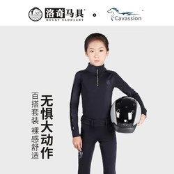 Cavpassion-abbigliamento da cavaliere equestre per bambini, magliette, maniche lunghe e pantaloni da equitazione, interi set per l'equitazione