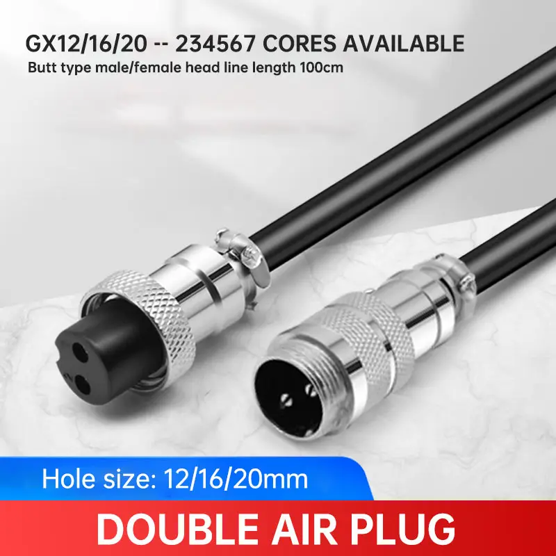 GX12/16/20 Connector with 1M Wire Male Female 2 3 4 5 6 7 Pin Cable Connectors GX12 16 20mm Air Plug Power Data Extension Cord