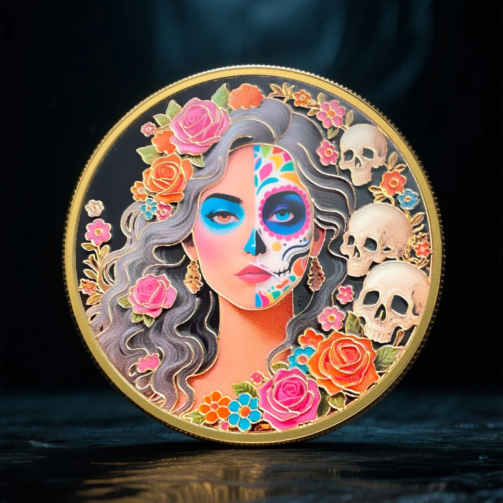 Moneda Conmemorativa de Calavera de Belleza Eterna, Medalla Artesanal de Colección