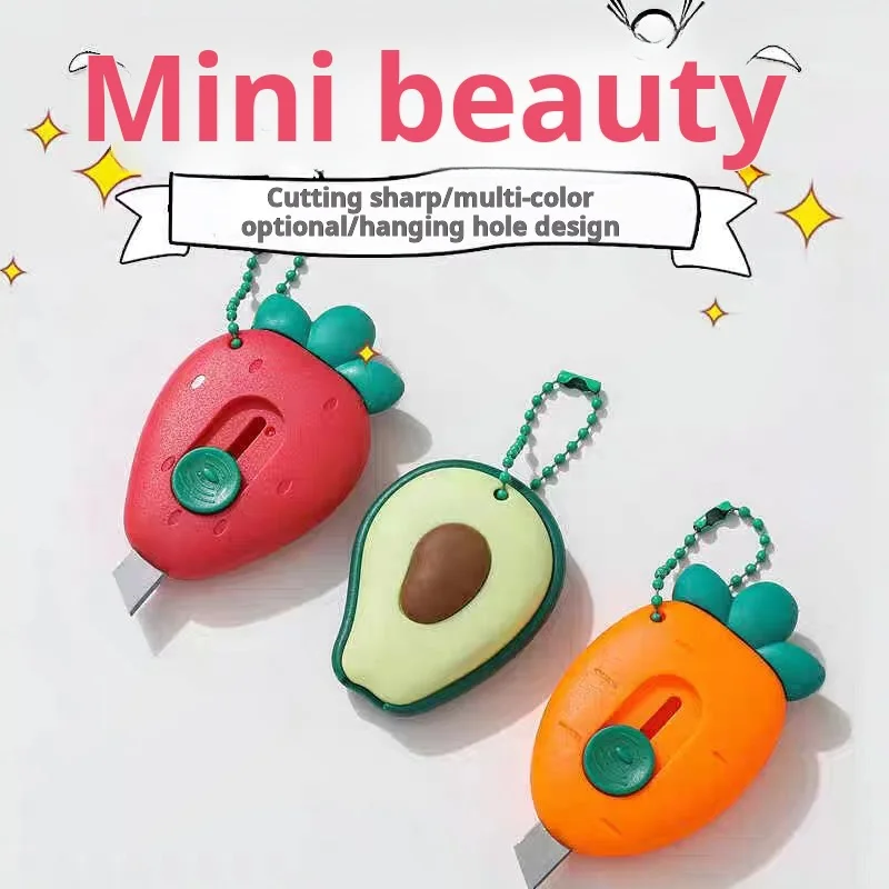 

3Pcs Cute Portable Mini Avocado Strawberry Fruit Art Utility Knife Express Box Knife Paper Cutter Craft Wrapping Tools