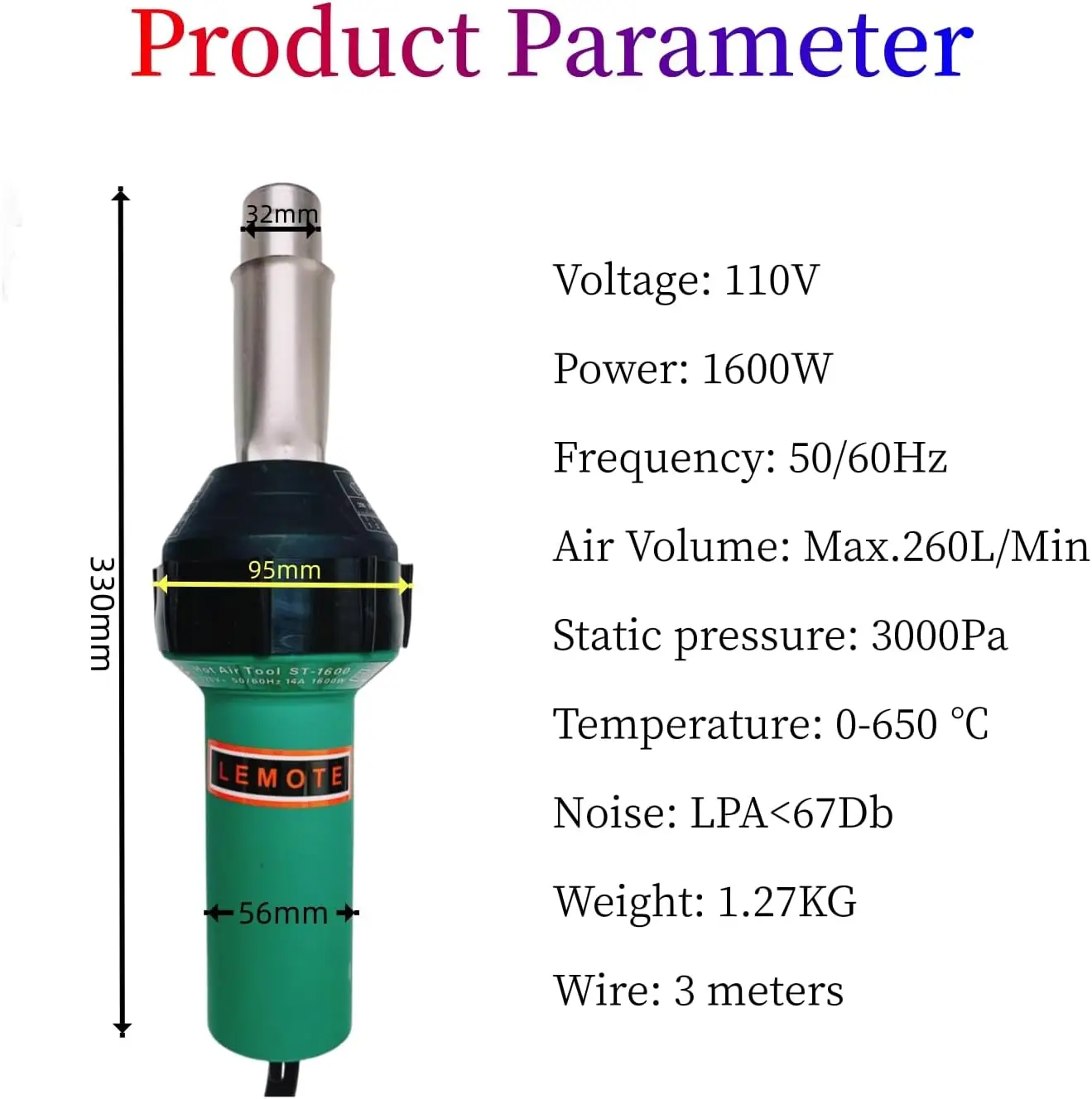 Hot Air Gun Welding Torch 1600W Heat Gun Plastic Welder Roofing Welder Kits