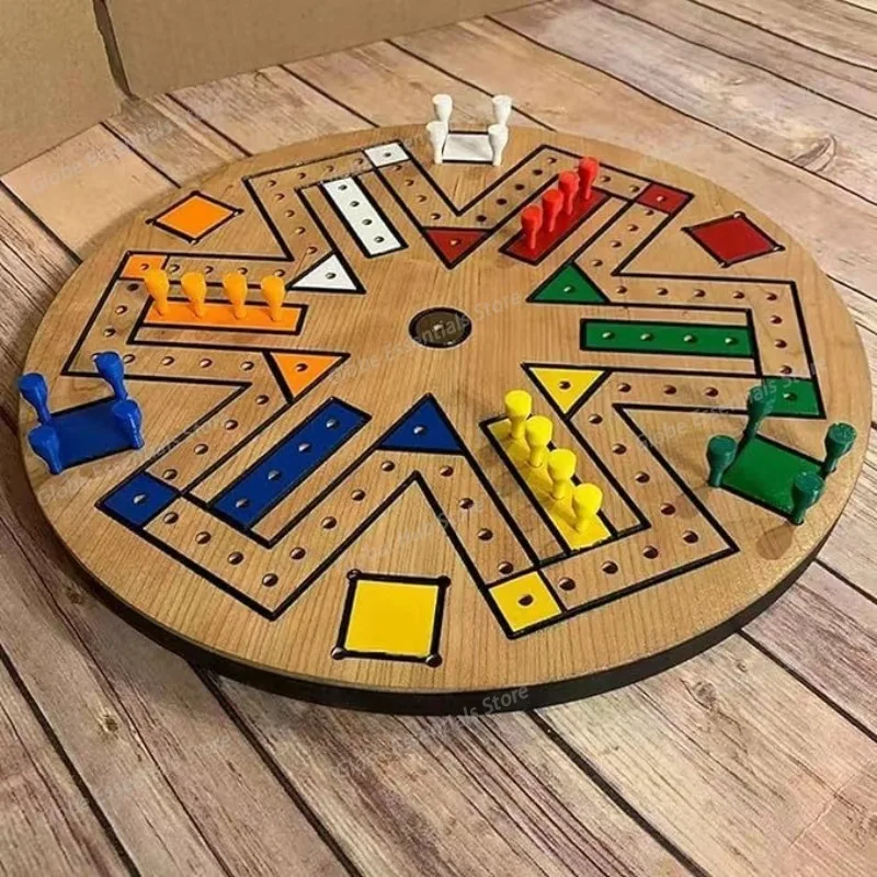 Fast Track Board Game: 4-6 Player Fast Track Flight Chess Wooden Craft