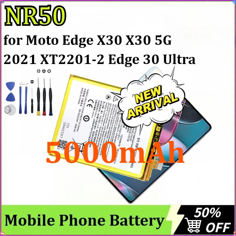 

For Moto Edge X30 X30 5G 2021 XT2201-2 Edge 30 Ultra Newly Upgraded Battery Mobile Phone Batteries NR50 5000mAh + Tools