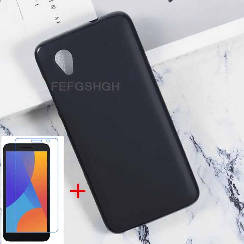 Anti-knock Soft TPU Phone Case For Alcatel 1 5033D 5033 5033A 5033Y 5033X 2019 2021 Silicone Cover Bumper Tempered Glass