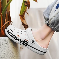 Men's summer perforated shoes with soft soles, wear-resistant wrapped sandals, anti slip beach sandals