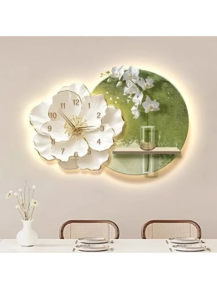 Moderne decoratieve klok Luxe wandklokken Wandkunst Elegante klokken Woonkamer Trendy horloge met licht Esthetische interieurartikelen - afbeelding 2