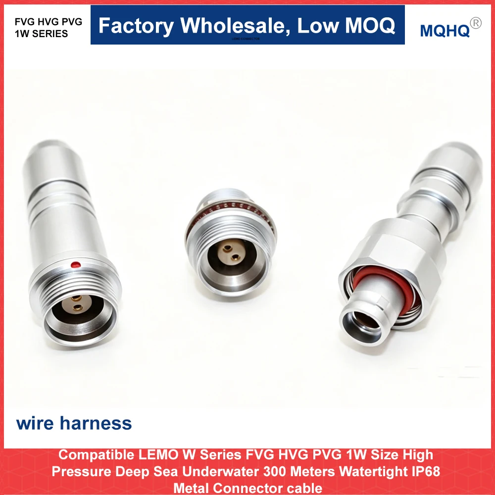 Compatible LEMO W Series FVG HVG PVG 1W Size High Pressure Deep Sea Underwater 300 Meters Watertight IP68 Metal Connector cable