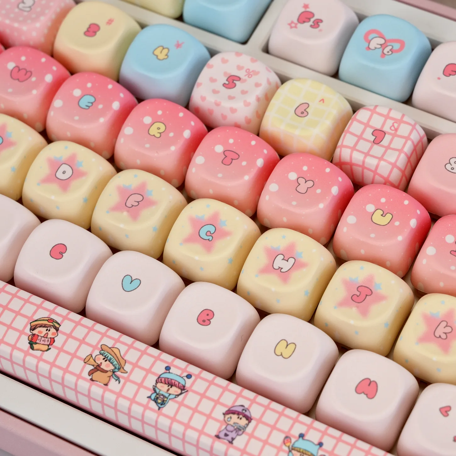 Magic Cat Keycap Set PBT 129 Key Cherry MOA Color Pink Suitable for 60/84/98/108 Mechanical Keyboard view 5