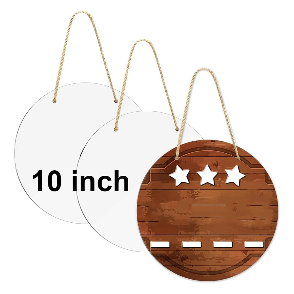 ABSJ-3Pc Metal Sublimation Door Hanger Blanks,10 Inch Circle Unfinished Blank Sign Door Hanger, Blanks Decorative Door Hanger
