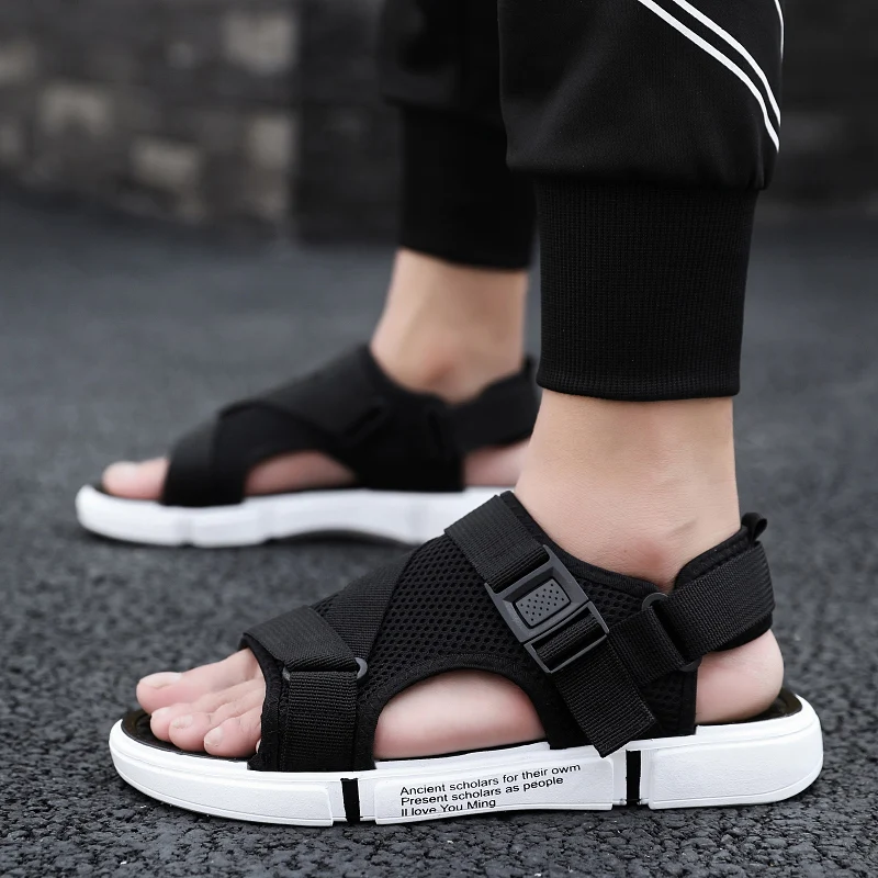 Sandalen Zachte Mannen Comfortabele Non-Slip Heren Schoenen Hoge Kwaliteit Geweven Strand Sandalen Heren Gladiator Sandalen Zomer Casual Platte Schoenen