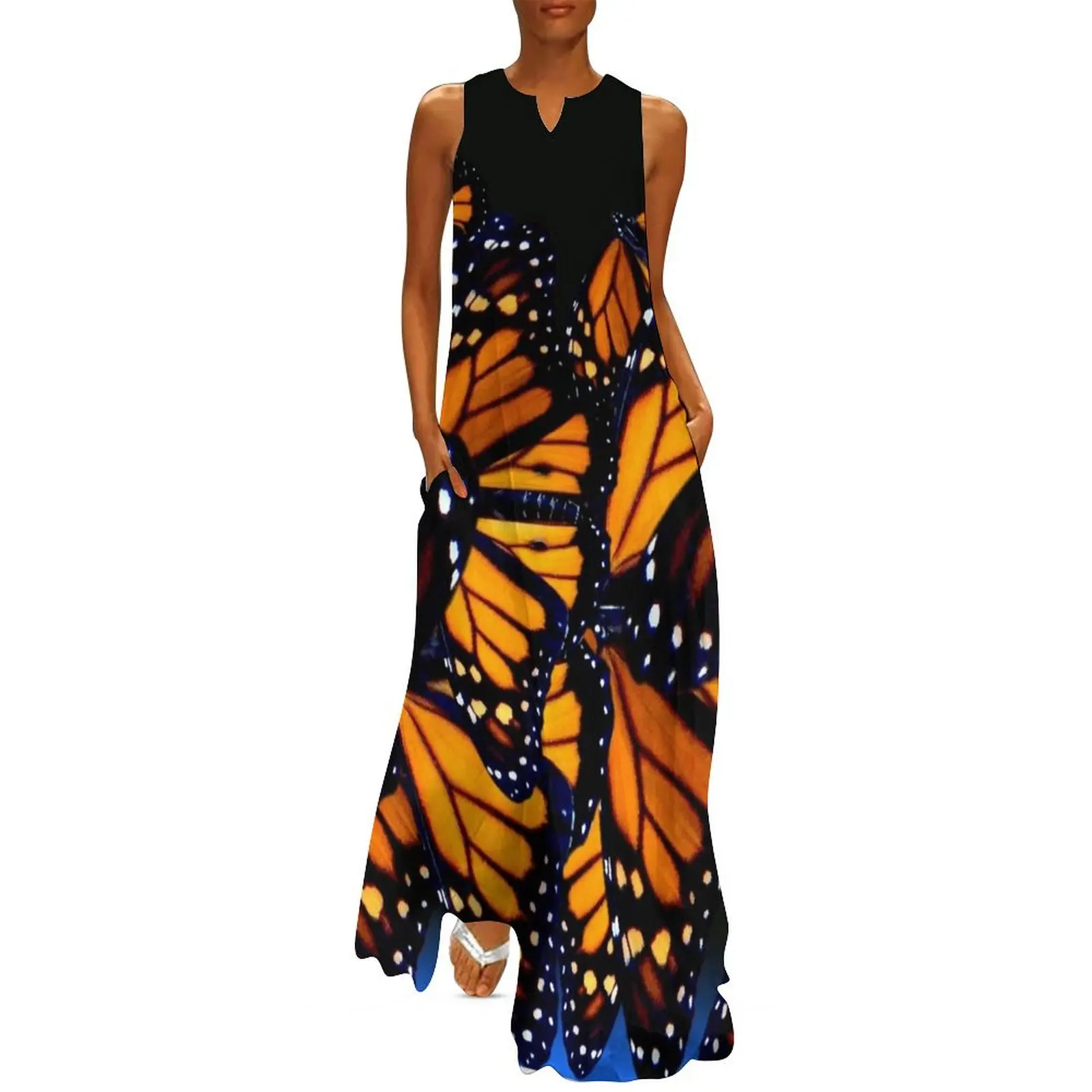 

Bue monarch butterfly Long Dress Woman clothing long sleeve dress