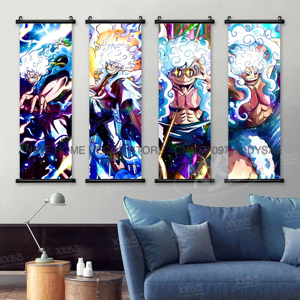 Anime ONE PICEC Poster Monkey D. Luffy Hanging Painting Vinsmoke Sanji Scroll Picture Roronoa Zoro Wall Art Shanks Home Decor