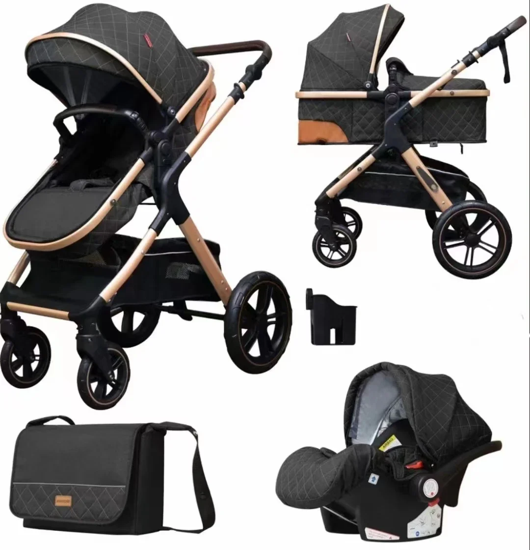 

Lightweight Deluxe 3-in-1 Foldable Travel System Full Size Jogging Bassinet Combo Infant Car Seat Carrying Stroller