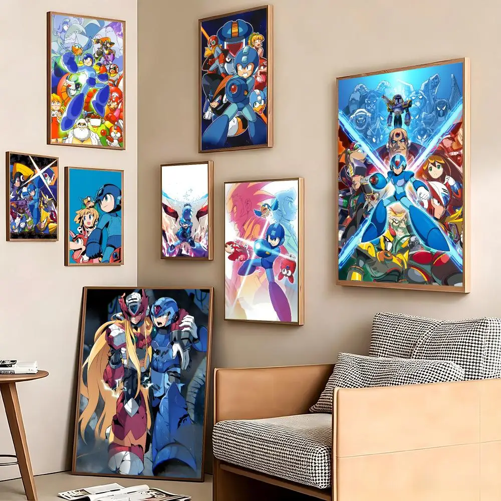 Cartoon ROCKMAN Poster Pegatina artistica HD autoadhesiva impermeable para salon dormitorio