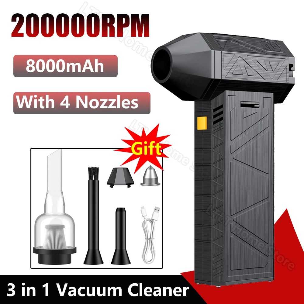 Mini Air Blower Snow Removal Fan 200000 RPM Handheld Electric Turbo Jet Fan 55m/s Wind Speed Brushless Motor Violent Fan