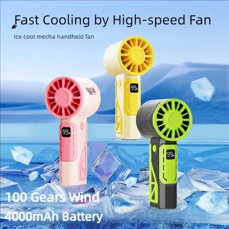 

100 speed adjustable High speed Outdoor Handheld Cooling fan Desktop Mini 4000 mah rechargeable fan