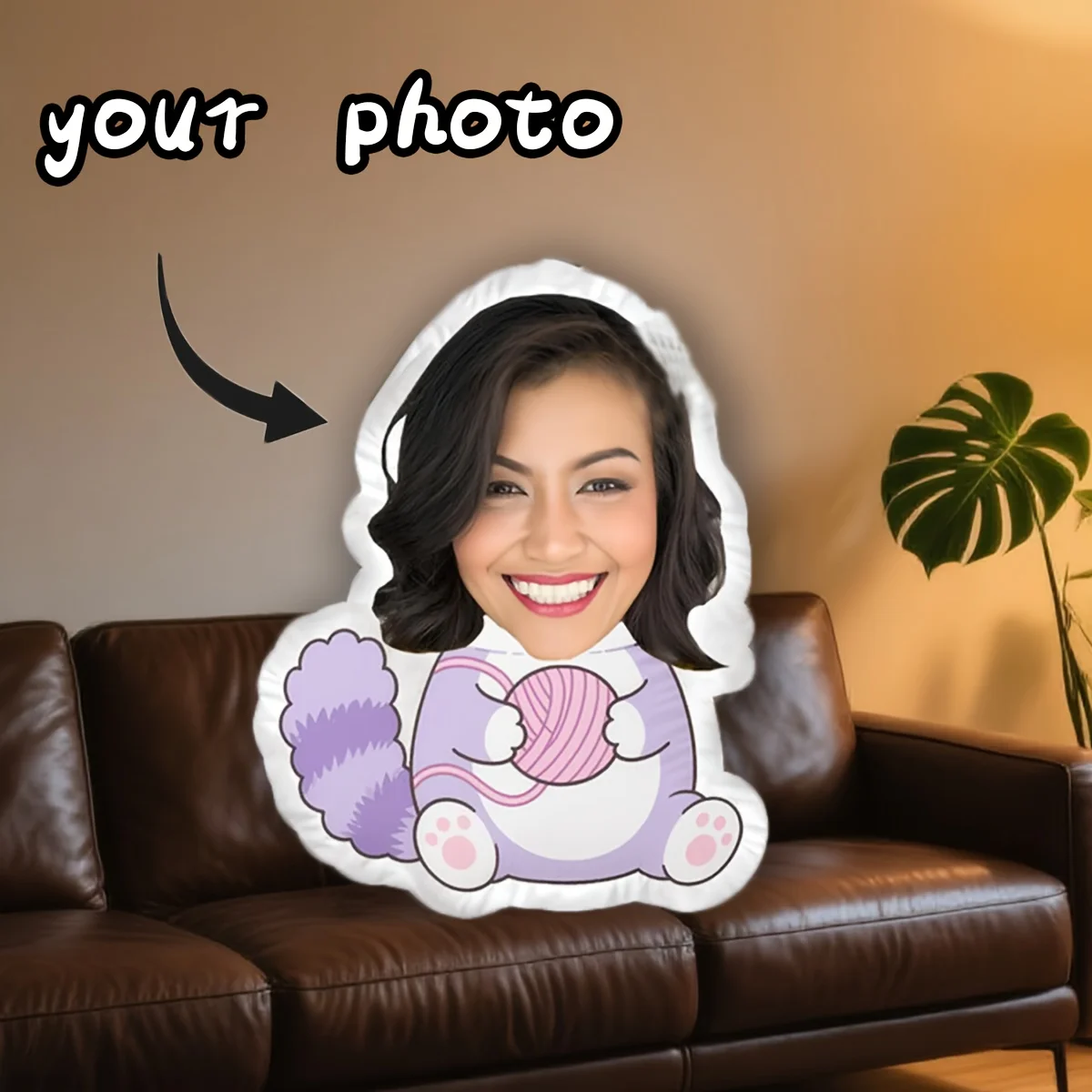 1 Custom Photo Pillow, Purple Raccoon - Suitable for Graduation Ceremonies, Themed Partys Birthday Party Father's Day Mother’S d