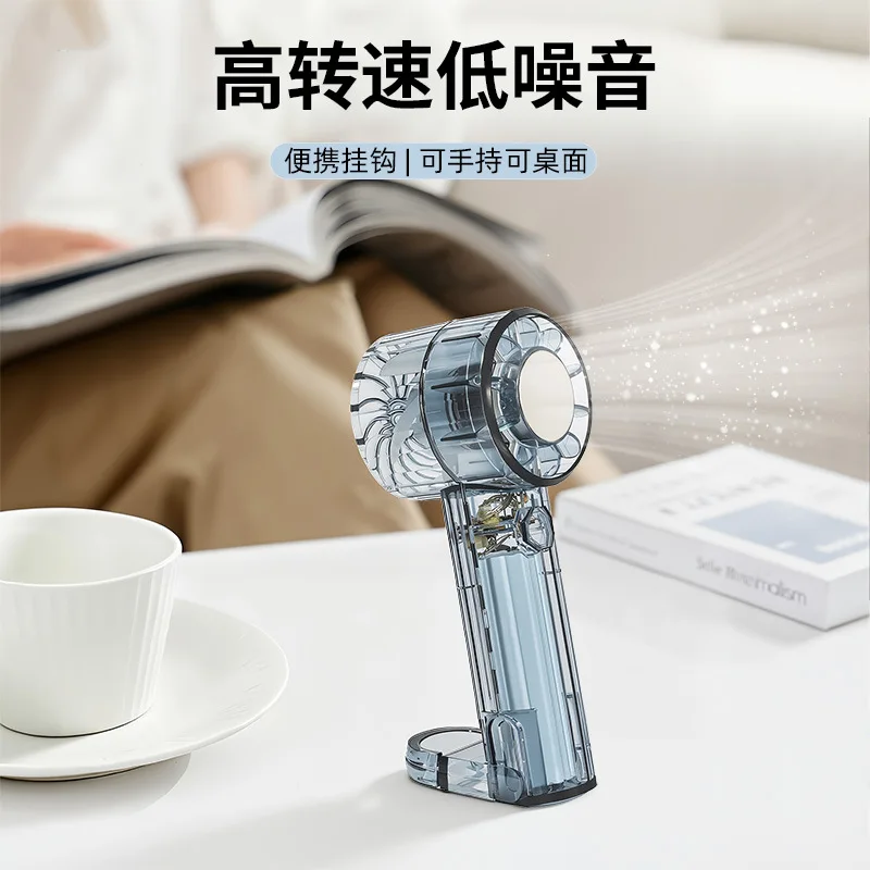 Quality Assurance! Transparent Handheld Fan, USB Charging Desktop Cooling Fan, Portable Climbing Buckle Ice Application Fan