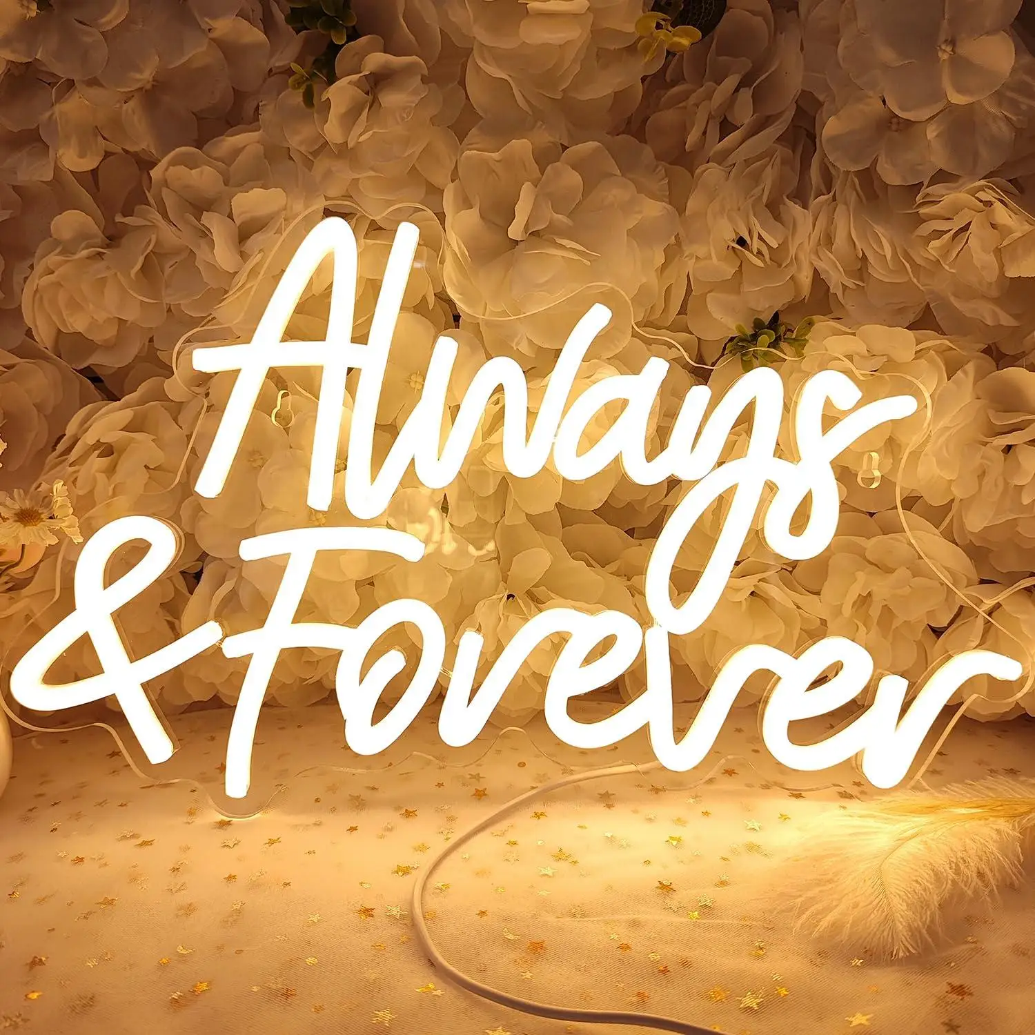 Always & Forever Neon Sign USB Powered LED Light for Wedding Birthday Party Backdrop Wall Decor Bedroom Propose Sign Gifts