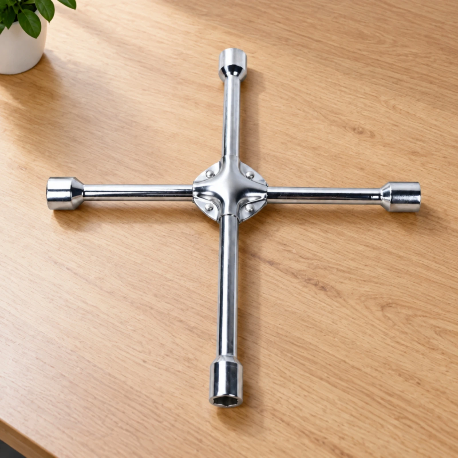 Cross Shaped Socket Wrench High Leverage Design with Textured Grip for Car Tire Changes and Roadside Emergencies