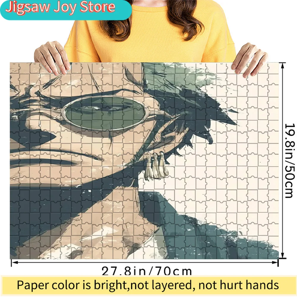 

Премиум-пазл из картона с изображением Ророноа Зоро в ретро-зеленых солнцезащитных очках, крупный план, аниме-арт, высокое качество, для фанатов.