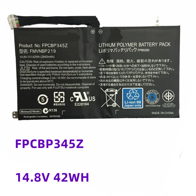 New FPCBP345Z Laptop Battery for Fujitsu LifeBook UH572 UH552 Ultrabook FMVNBP219 FPB0280 FPCBP345Z 14.8V 42WH 2840mAh