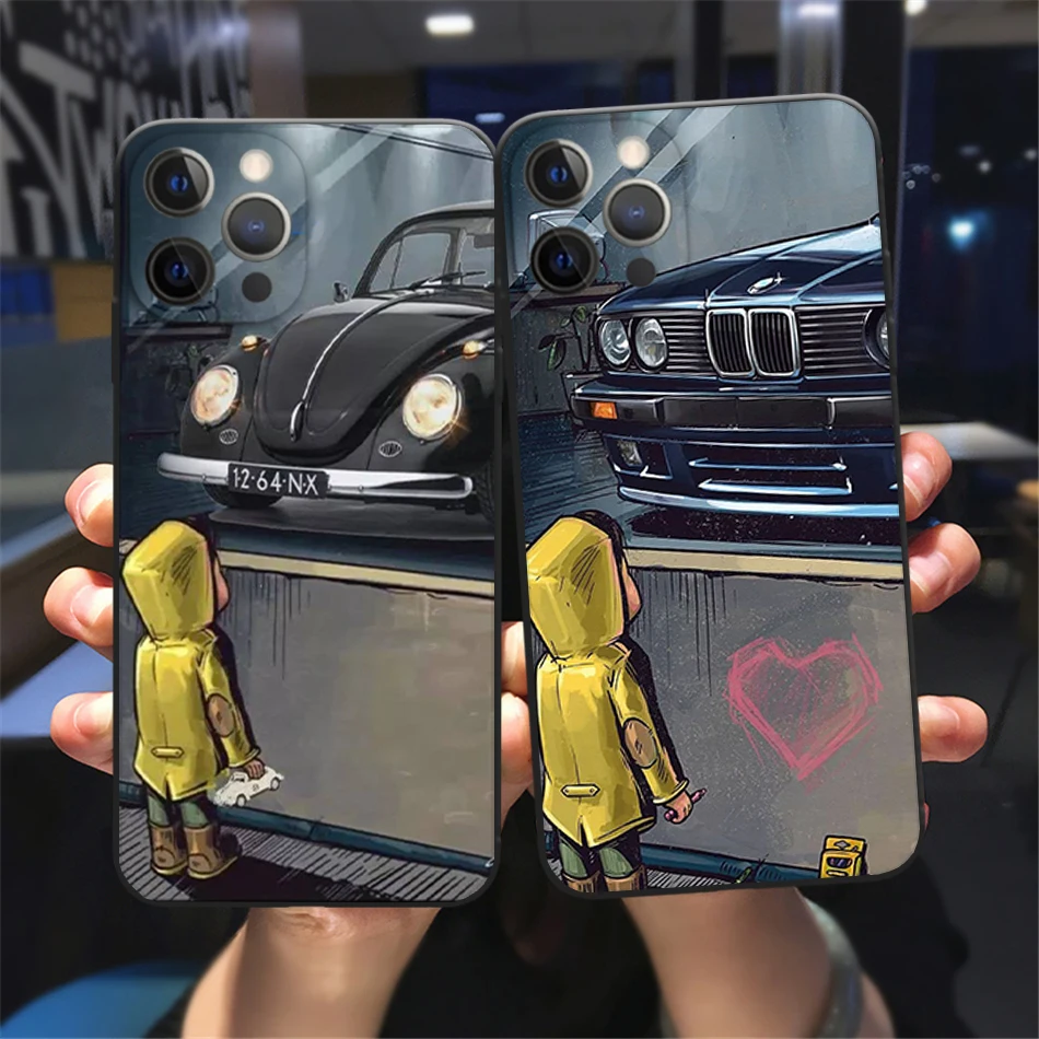 

Funny boy sees car ad Phone Cover For iPhone 11 12 13 14 15 16 Pro Max 14 15 16 Plus 13Mini Black Soft Silicone TPU Case