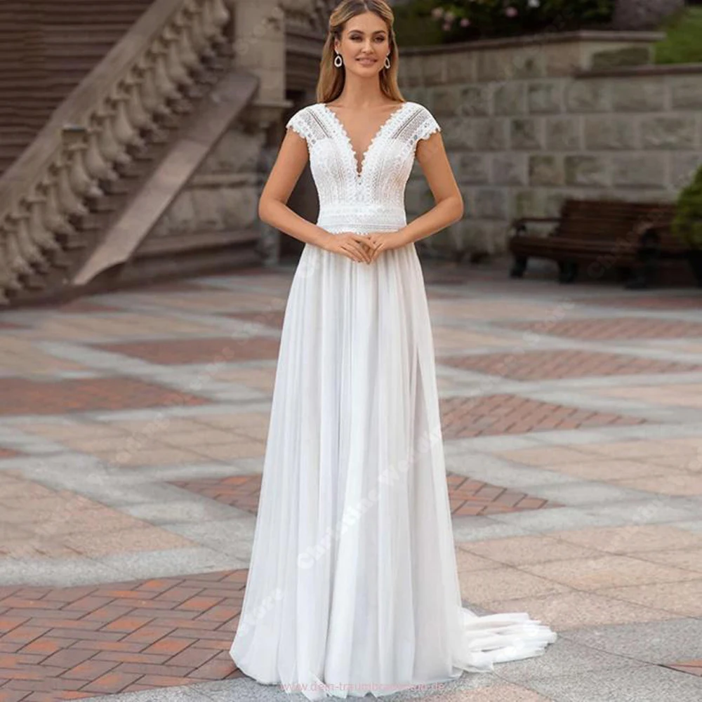 

Deep-V Women A-Line Wedding Dresses Sweetheart Sleeveless Bridal Gowns Princess Engagement Banquet Vestidos De Novias Customized