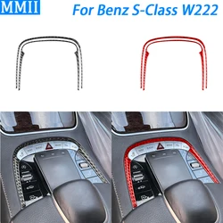 For Benz S-Class w222 2013-2020 Carbon Fiber Center Console Multimedia Frame Panel Cover Trim Car Interior Accessories Sticker