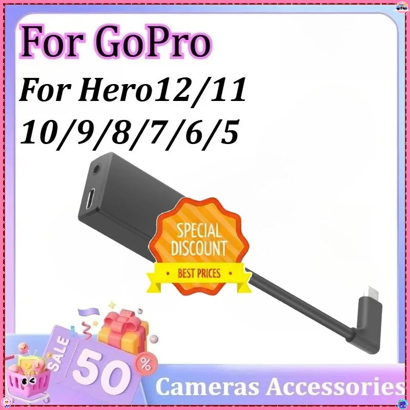 

Black 3.5mm Mic Adapter Suit MICROPHONE ADAPTER Accessory For GoPro Hero12/11/10/9/8/7/6/5