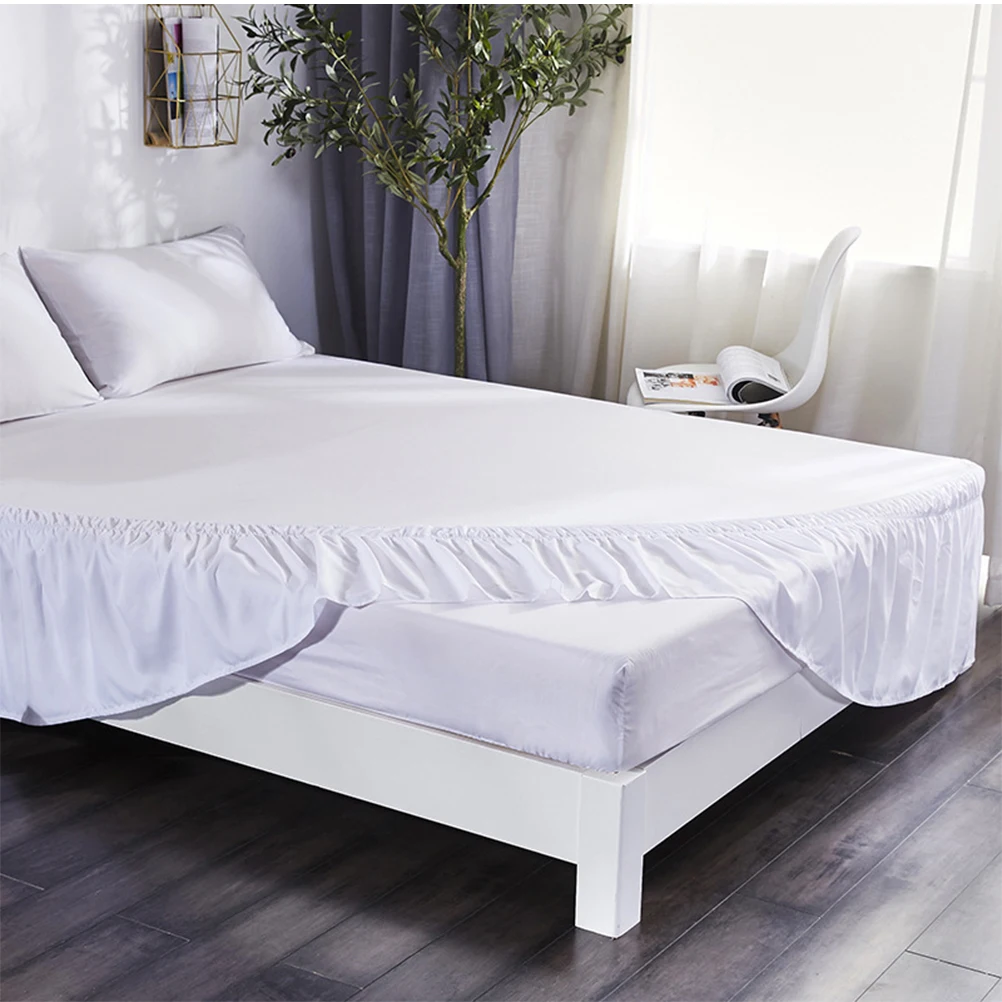 

Pleated White Ruffles Dust Ruffle Shirt Bedding Accessories Home Decor Fadeless Elastic Band Easy Use Bouffancy Skirt