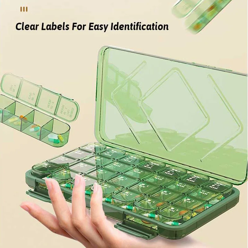 

7/21/28 Grids Portable Medicine Box Weekly 7 Days Outdoor Home Pill Case Multi Grid Medicine Waterproof Dustproof Pill Container