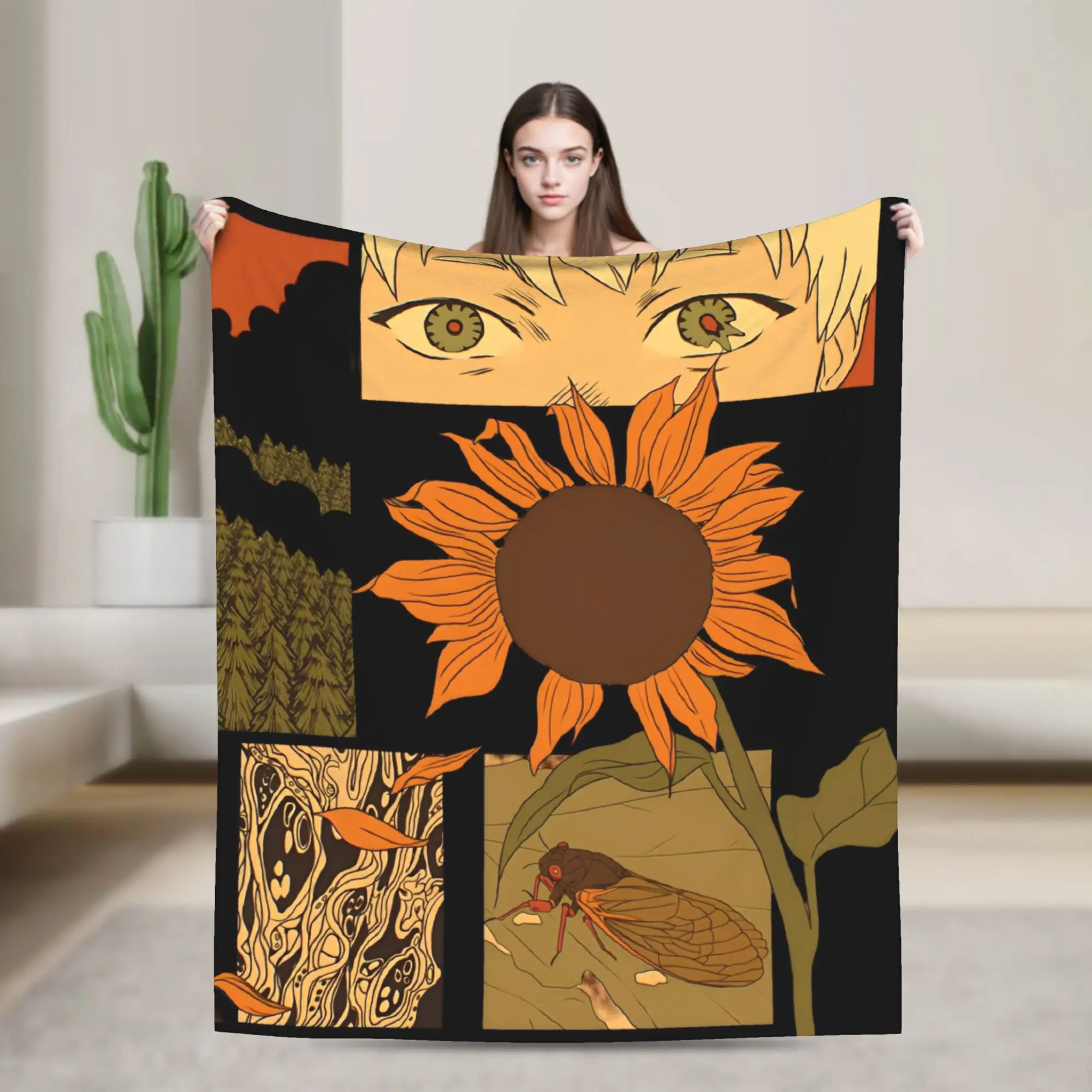 Super Soft The Summer Hikaru Died Manga Throw Blanket Premium Flannel Fleece Lightweight  Bed Blanket Fuzzy Plush Bedspread