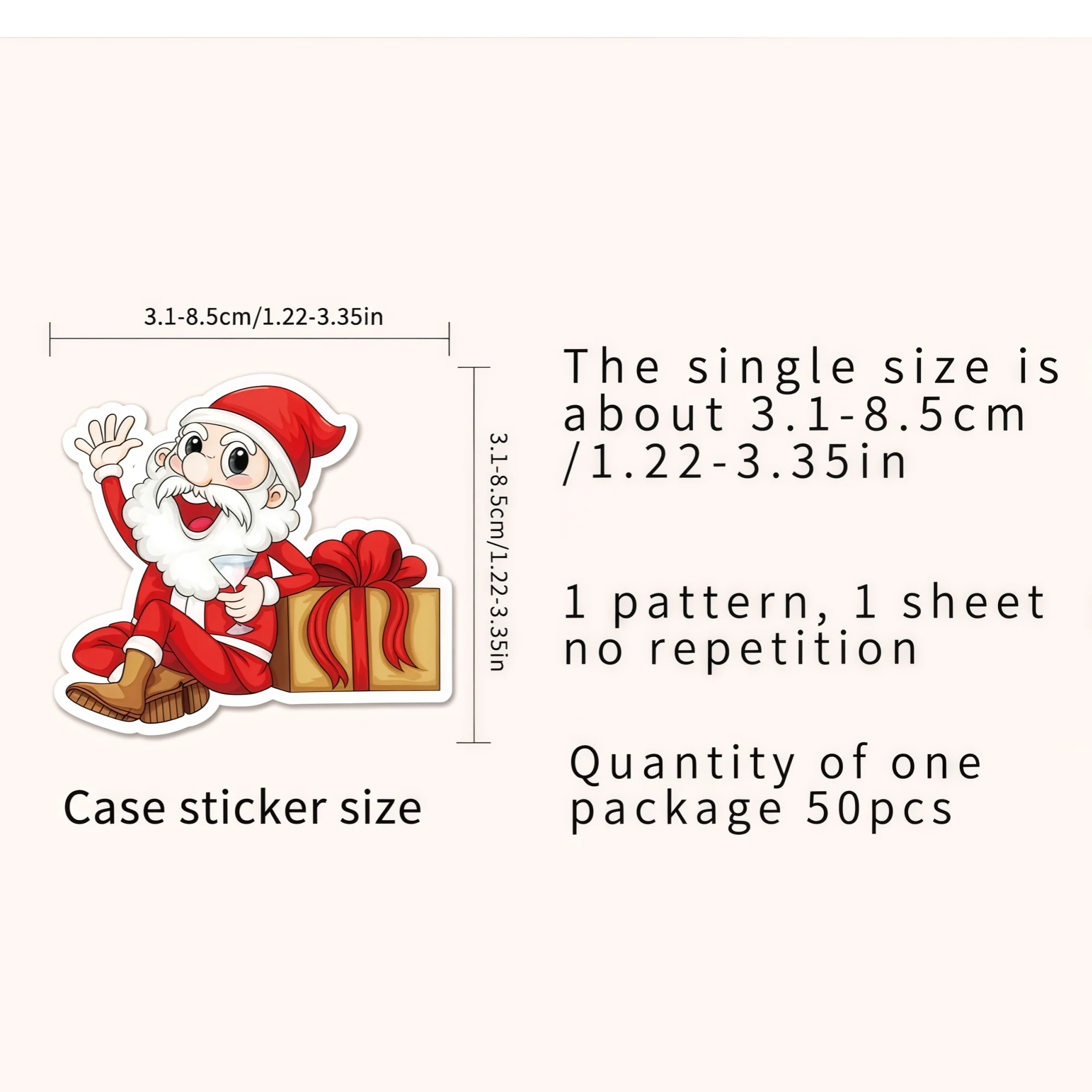 50Pcs Christmas Santa Claus Cartoon Stickers, Kawaii Xmas Snowman Elk Decal for Kids Toy Laptop Diary Scrapbook Graffiti Decorat