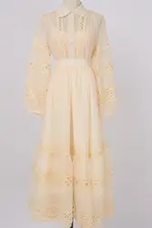 Summer Autumn Lace Embroidery Muslim Cotton Two Piece Set Women Loose Shirt Tops Long Maxi Skirts Suits 2pcs Matching Sets