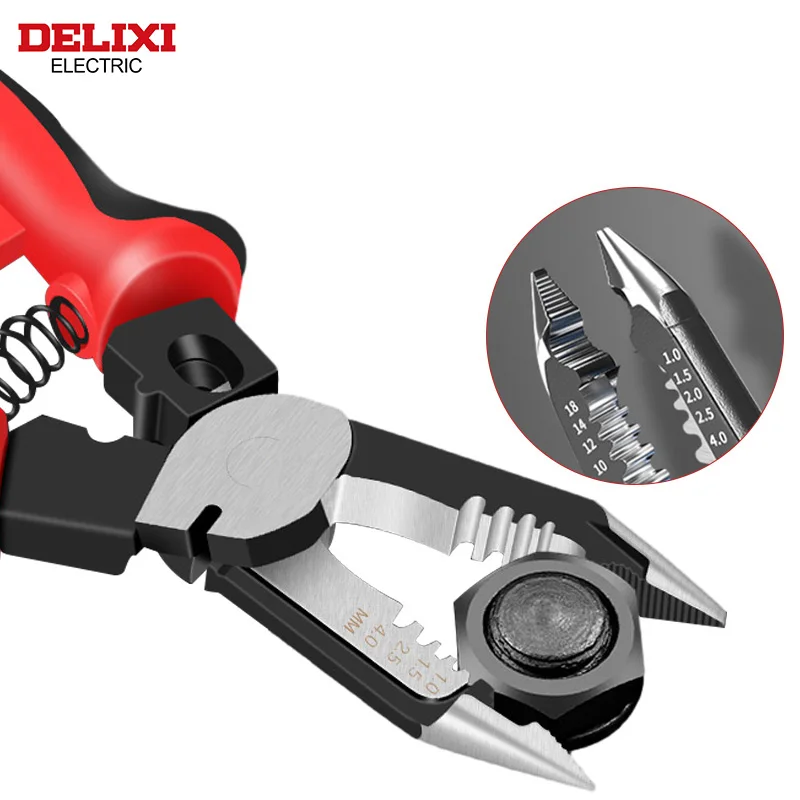 DELIXI ELECTRIC 6 in 1 Wire Stripper Pliers,Multifunctional Wire Cutters Tool for Electric Cable Stripping Cutting and Crimping